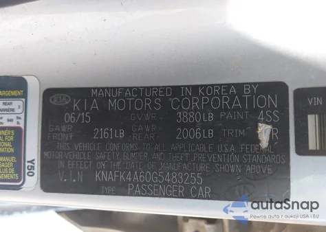 2016 Kia Forte Lx из США, поврежденный, VIN KNAFK4A60G5483255